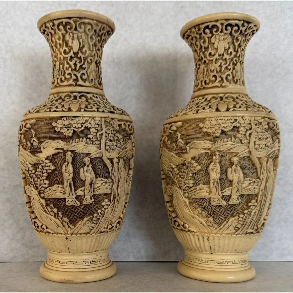 Ivory Resin Vases from Japan